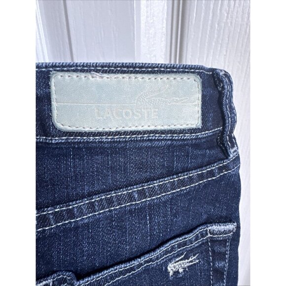 Lacoste Denim Distressed Mini Skirt Women's 34 Straight Short Y2k VTG - Picture 6 of 10